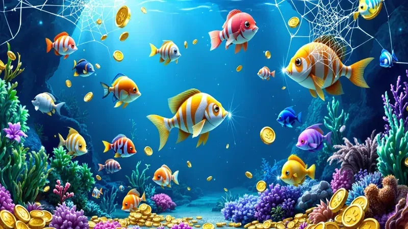 Tampilan permainan tembak ikan dengan suasana bawah laut